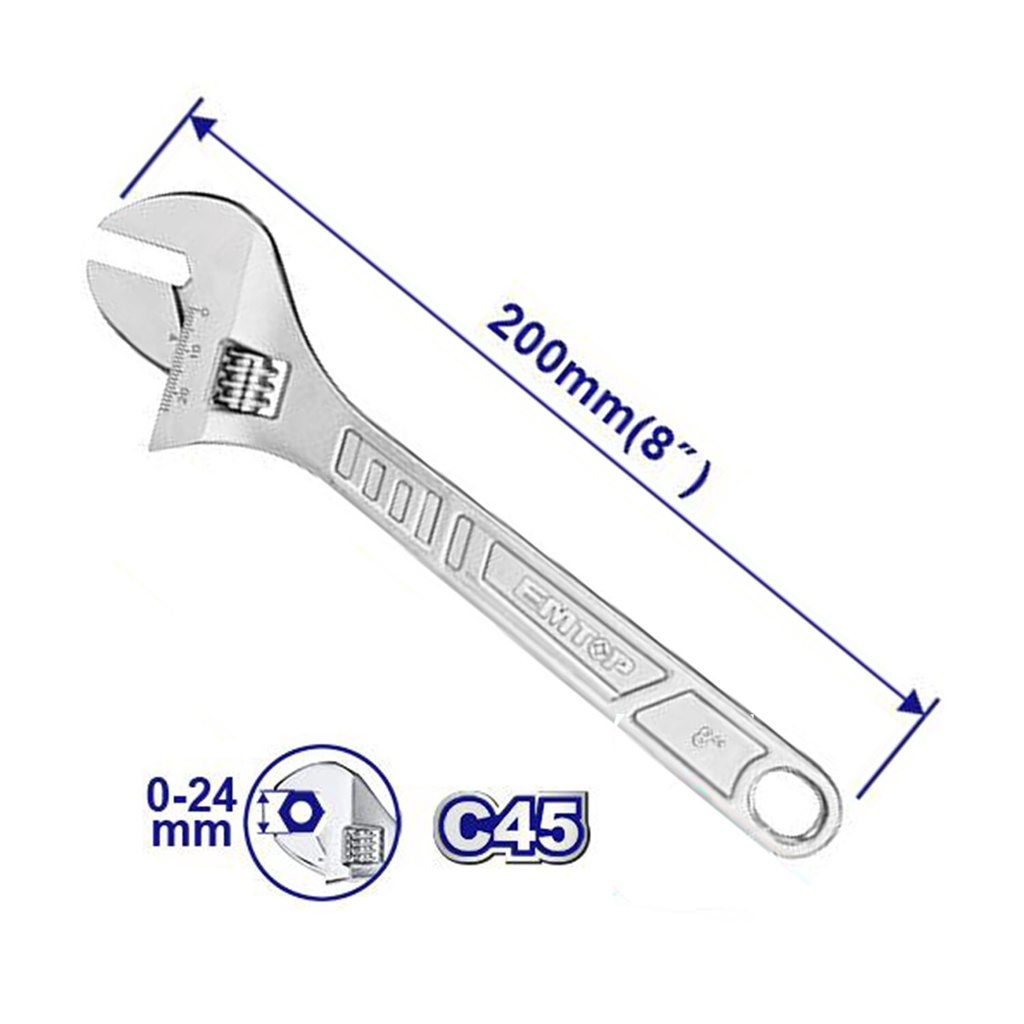 Llave ajustable de 8 pul  emtop