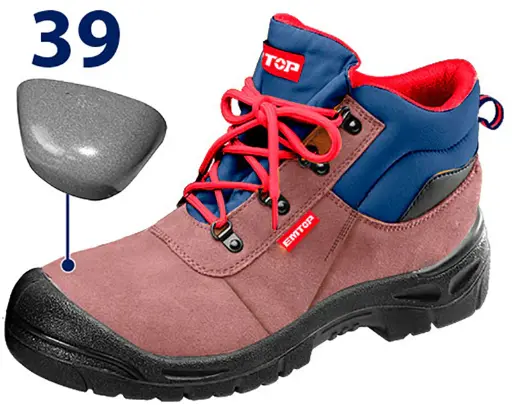 [6941556217280] Bota de seguridad punta de acero 39 Emtop