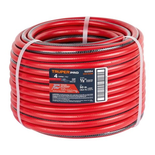 [MANGUERADEAGUA1/2FD] Manguera De Agua Reforzada Truper 1/2 X 65