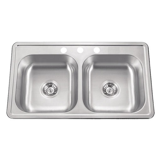 [001085] Fregadero Acero Inoxidable Doble 33 X 22 X 6
